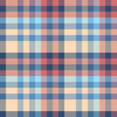 Mavi ve cyan renklerinde kumaş tekstil ekose vektörüyle desensiz tartan denetimi.