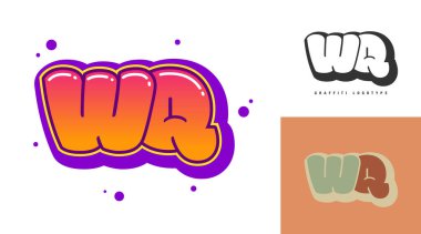 Festival ya da parti için WQ logo tasarımı. Graffiti tarzında W ve Q harfleri. Yazı tipi tipografisinin yaratıcı modern harfleri. Çocukların trend logoti ya da kimliği.