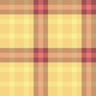 Havlu kumaş deseni, tartan kumaş arkaplanı koleksiyonu. Kehribar ve kırmızı renk paletindeki ekosesiz vektörü kontrol et.