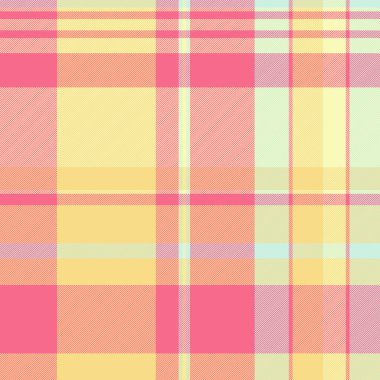 Tekstil ekose kumaşı, endüstriyel kusursuz desen dokusunu kutlayın. Işık ve kırmızı renk paletinde diğer arkaplan kumaş vektörü tartan.
