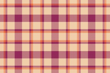 Periyodik doku, dikişsiz tekstil, kalas kontrolü. Turuncu ve pembe renk paletiyle neşeli kumaş desenli tartan.