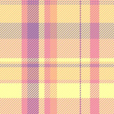 İzolasyon vektörü dikişsiz tartan, düz kumaş örneği. Hassas tekstil arkaplan deseni ekoseli sarı ve kırmızı renk paleti.