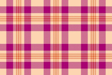 Tam kumaş kumaş, New York desenli tartan kontrolü. Ekose vektör arka planı turuncu ve pembe renk paletinde pürüzsüz.