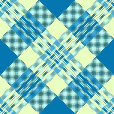 Perde dokusu tartan ekose, doğrusal tekstil arka planı. Cyan ve açık renk paletinde paketleme kumaşı vektör denetimi kusursuz.