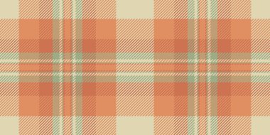 Eşsiz, pürüzsüz desenli ekose, canlı vektör kumaş arka plan. Turuncu ve açık renk paleti ile serbest doku tekstil tartan denetimi.