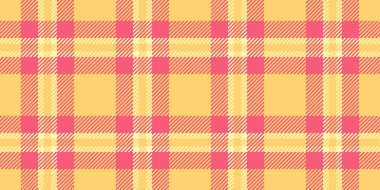 İkonik vektör deseni pürüzsüz, düzenli tekstil dokusu arka planı. Kehribar ve kırmızı renk paletinde insan kumaşı ekoseli kumaş yok..