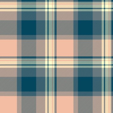 Sonsuz vektör ekose arka plan, ceket kumaş kumaş tartan. Atölye kusursuz desen kontrol dokusu turuncu ve cyan renk paleti.