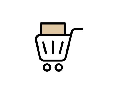 Mobil ve yerel pazar markaları için alışveriş mağazası logosu. Çevrimiçi mağaza simgeleri ödemeler, nakliyat ve satış için basit minimalist işaret, vektör illüstrasyonu.