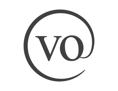 Daire şeklinde e-posta işareti tarzında iki harfli VO logosu. İş şirketinin V ve O yuvarlak logosu