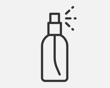 Kozmetik, vücut ve cilt bakımı için şişe spreyi ikonu, beyaz arka planda izole edilmiş parfümler. Vektör illüstrasyon ve logo.