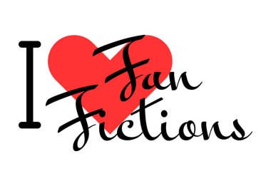 Fan Fictions 'ın yaratıcı sloganına bayılıyorum. Kırmızı kalpli el yazısıyla yazılmış mektuplar. Vektör illüstrasyonu, modern tasarım harfleri