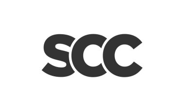 SCC logo tasarım şablonu güçlü ve modern kalın metinlerle. Basit ve minimal tipografi içeren ilk tabanlı vektör logosu. Moda şirket kimliği.