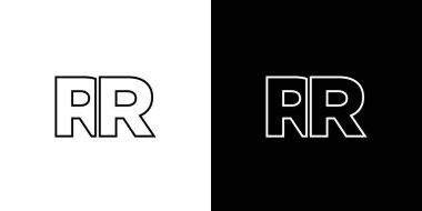 Moda harfi R ve R, RR logo tasarım şablonu. Şirket kimliği için asgari monogram tabanlı logotype.