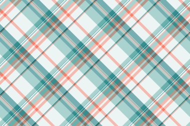 Mozaik vektör kontrolü ekose, özel desenli tekstil tartan. Döşeme arkaplan dokusu ışık ve cyan renk paletinde pürüzsüz.