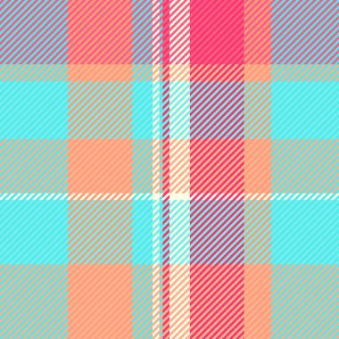 Yapı desen dokusu vektörü, yorgan kumaş tartan kontrolü. Klan ekose kumaş düz arkaplan mavi ve turuncu renk paleti.