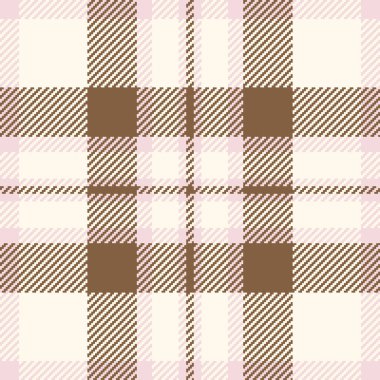 Ekose kumaş tartan, günlük şablon kontrol vektörü. Deniz kabuğu ve turuncu renk paleti içinde şablon dikişsiz dokusu.