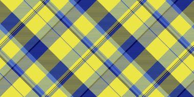 İspanyol tekstil geçmişi, mozaik tartan desen kontrolü. Cilt dokusu ekose kumaş mavi ve sarı renk paleti.