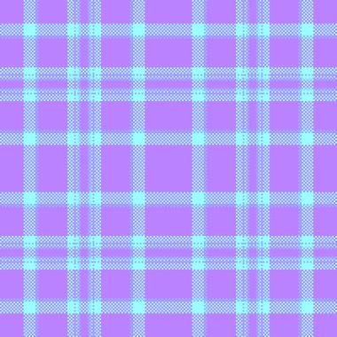 Resmi ekose kumaş, arka planda dikişsiz kumaş. Mor ve gök mavisi renk paletinde desen vektör desenini grafiksel olarak kontrol et.