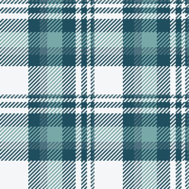 Tekstil desenli kumaş desenli, vektör arkaplan kontrollü, siyanür ve beyaz renklerde kusursuz..