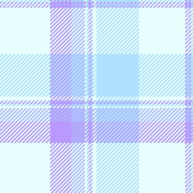 Karmaşık tartan kumaş deseni, soyut kumaş arkaplan ekoseli. Geometrik vektör dokusu denetimi ışık ve cyan renklerinde pürüzsüz.