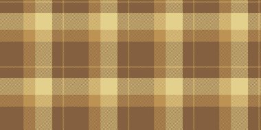 Festival tartan arkaplan ekoseli, yapı vektör dokusu kontrolü. Bandana desenli turuncu ve sarı renk paleti ile kusursuz kumaş..