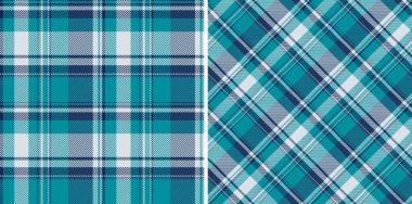 Tekstil ekose desenli kumaş arkaplanı ve tartan vektörünü kontrol et. Yatak odasındaki dekoratif yastıklar için deniz renklerine boyanmış. .