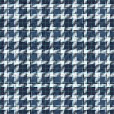 Arap kumaşı deseni, tek arka plan tekstil ekoseli. Vektörsüz tartan kontrolünü koyu ve Alice mavi renk paletinde göster.