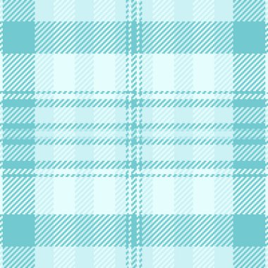 Tertemiz desenli, mobilya arka planında ekose kumaş. Neşeli kumaş ışık ve hafif cyan renk paletinde tartan vektörünü kontrol et.