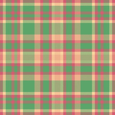 Grafik dokusu kusursuz vektör, av köpeği desenli tekstil. Tartan kumaş denetimini yeşil ve kırmızı renklerle yap.
