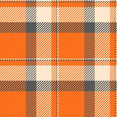 Tartan tekstil kumaşı, yatak vektörü arkaplanı pürüzsüz. Parlak ve turuncu renk paletinde ekose desen kontrolü.