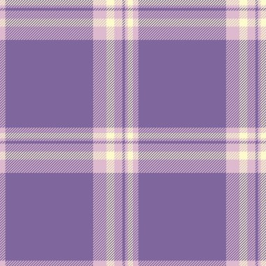 Yaratılış vektörü kumaşı pürüzsüz, zemin desenli tekstil kontrolü. Hassas tartan arkaplan deseni ekoseli mor ve açık renk paleti.