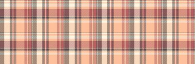 Kışın dikişsiz ekose kumaş, kumaş arkaplanını kontrol eder. Turuncu ve kırmızı renk paletinde temel şablon vektör dokusu.