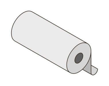 Tekstil rulo vektör simgesi. Kağıt tüp illüstrasyon tasarımı mutfak havlusu, halı, kaydırma ne adam ya da kumaş.