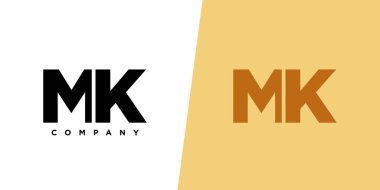 M ve K harfi, MK logo tasarım şablonu. İlk tabanlı asgari monogram logosu.