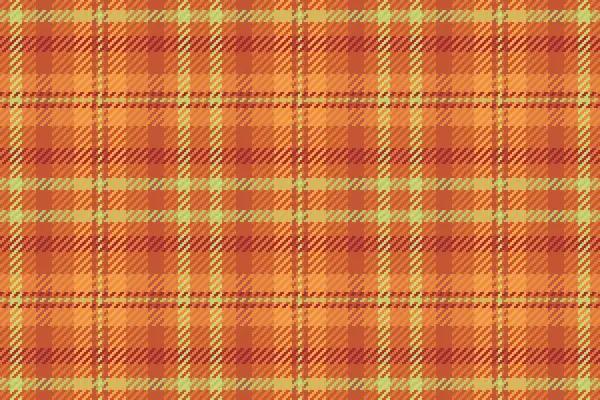 Kravat vektör kumaş kontrolü, kareli tekstil deseni. Süslü tartan desenli ekoseli turuncu ve kırmızı renklerde..