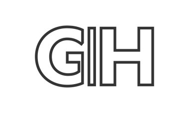 GIH logo tasarım şablonu güçlü ve modern kalın metinlerle. Basit ve minimal tipografi içeren ilk tabanlı vektör logosu. Moda şirket kimliği.
