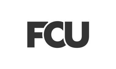 Güçlü ve modern kalın metinli FCU logo tasarım şablonu. Basit ve minimal tipografi içeren ilk tabanlı vektör logosu. Moda şirket kimliği.