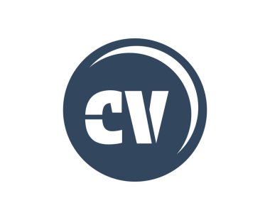 CV spor amblemi ya da takım logosu. Top dükkanı, spor şirketi, eğitim ve kulüp rozeti için C ve V harflerinin kombinasyonlu top logosu..