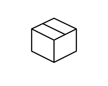 Teslimat vektör simgesi. Kargo karton kutu simgeleri. Karton paket imzalama çizgisi geometrik şekilleri.