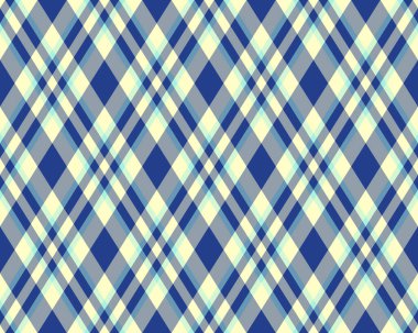 Argyle geometrik eşkenar dörtgenin kusursuz deseni. Harlequin duvar kağıdı tasarımını kontrol et. Web geçmişi için klasik elmas şekilli tekstil malzemesi, baskı kumaşı, kazak, ambalaj kağıdı, hediye kartı, davetiye.