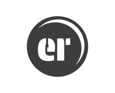 Acil servis spor amblemi ya da takım logosu. Top mağazası, spor şirketi, eğitim ve kulüp rozeti için E ve R harflerinin kombinasyonlu top logosu..