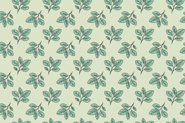 El çizimi çiçek desenli vektör tasarımı. Bitki ve yaprak ile basit bir süs. Kumaş baskı kumaşı.