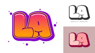 Festival ya da parti için Los Angeles logosu tasarımı. İlk harf I ve graffiti tarzında bir harf. Yazı tipi tipografisinin yaratıcı modern harfleri. Çocukların trend logoti ya da kimliği.