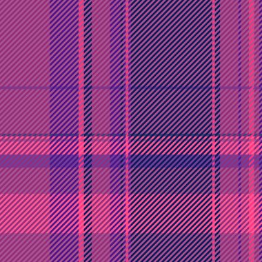 Kusursuz özgeçmiş kontrolü, servis vektörü tartan tekstili. Doğrudan kumaş deseni deseni pembe ve mavi renk paletinde.