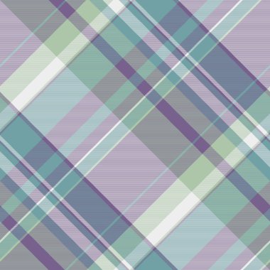 Görüntü kumaş vektör arkaplan, erkek gömleği tartan dokusu pürüzsüz. Sevgililer Günü tekstil denetim deseni menekşe ve beyaz renk paletinde.