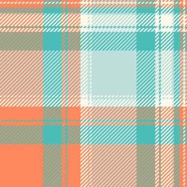 Mat tekstil vektör deseni, Hindistan desenli arka plan. Dekorsuz kumaş turuncu ve gök mavisi paleti ile tartan denetimi.