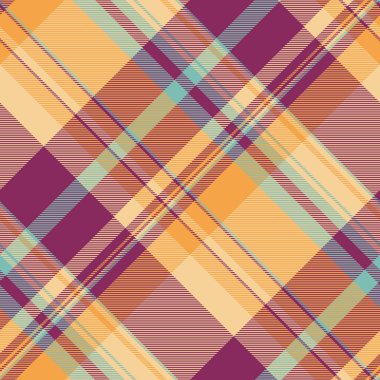 Soluk desenli kumaş dokusu, pamuklu kumaş kontrol geçmişi. Ekose kumaş vektörünü pembe ve kehribar renk paletinde pürüzsüz makaraya sar.
