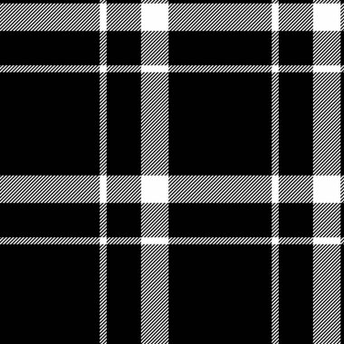 Gerçekçi tekstil kontrolü dokusu, beyefendi vektör tartan deseni. Siyah ve beyaz renk paletinde uluslararası kusursuz ekoseli arkaplan kumaşı.
