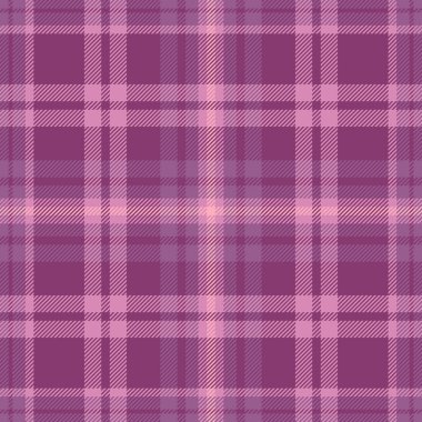 Keten vektör tartan ekose, estetik tekstil kumaş deseni. Pembe ve kırmızı renk paletinde yemek kontrolü kusursuz doku arkaplanı.