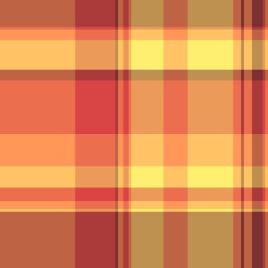 Salmon pattern tartan fabric, invitation textile seamless background. Multicultural check vector plaid texture in orange and red colors palette.